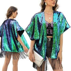 Sequin Kimono Cardigan - Festival, Party & Rave - Burning Man, Coachella, Ultra